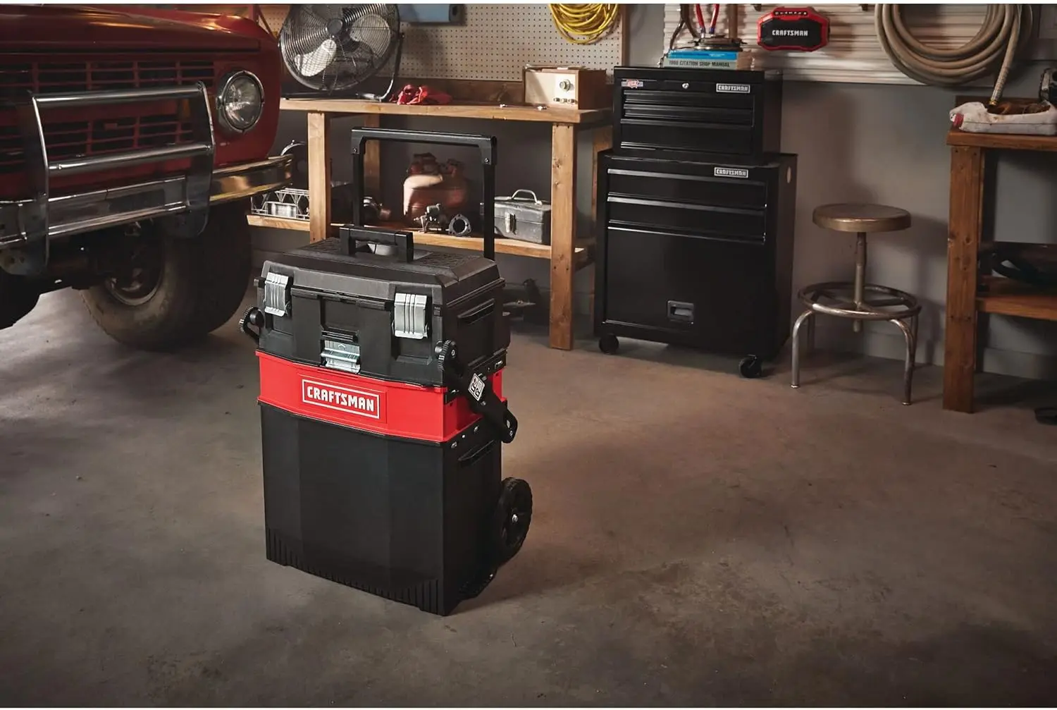 22-in. Rolling Tool Box with Wheels, Black, Plastic, Lockable (CMST20880)