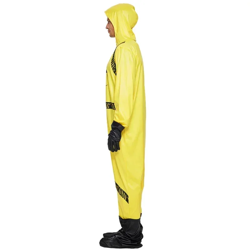 Disfraz familiar de Halloween DY20A, uniforme amarillo para personal de riesgo biológico con máscara de látex, mono para adulto y niño, juego de carnaval, juego de rol NPC