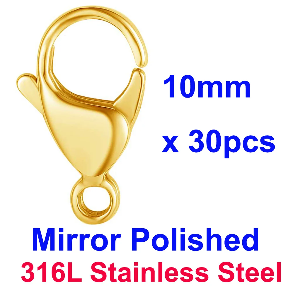 20/30/40 Spiegelpolierte 316L Edelstahl-Karabinerverschlüsse 9-19mm, Nie Verblassend, DIY Schmuckverschlüsse für Halsketten- und Armbandherstellung