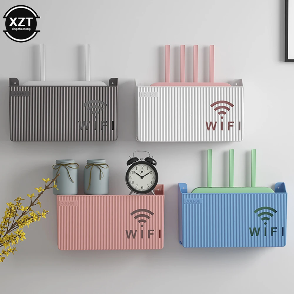 Wireless Wifi Router Shelf Mounted Simple Storage Box Wall Hanging ABS Plastic Organizer Box Cable Power Bracket Home Decoration