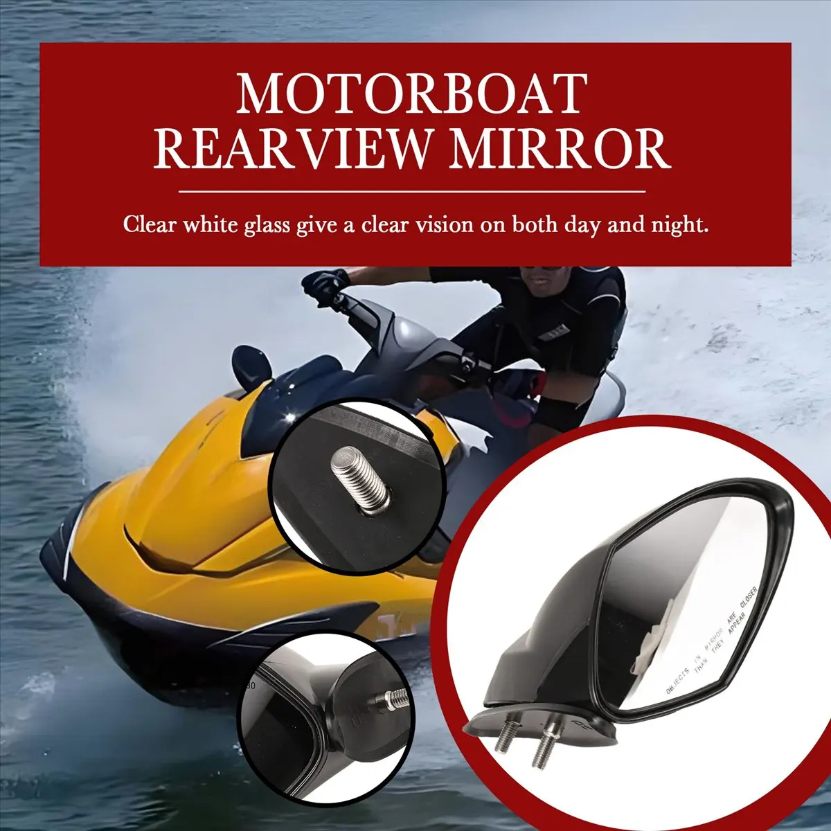 #71P Right Rearview Jet Ski Mirror for Yamaha WaveRunner VX 110 Deluxe EX,Side Mirrors,(plastic)