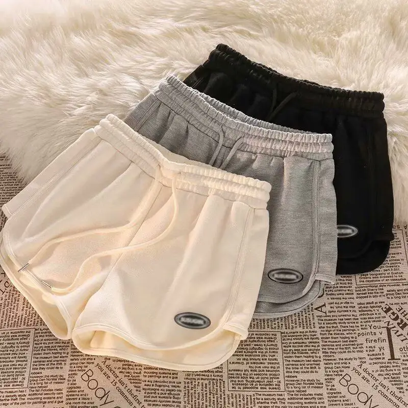

High Waist Pure Color Loose Slimming Hot Pants Student Casual Sports Shorts Polyester Fiber Commuter Style Spring Collection
