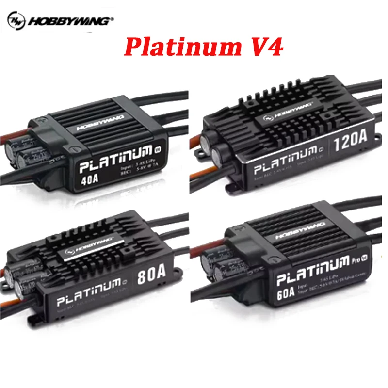 Hobbywing Platinum V4 25A 40A 60A 80A 120A Borstelloze ESC Elektronische Snelheidsregelaar 3-6S Lipo Ingebouwde BEC Voor RC Vliegtuig