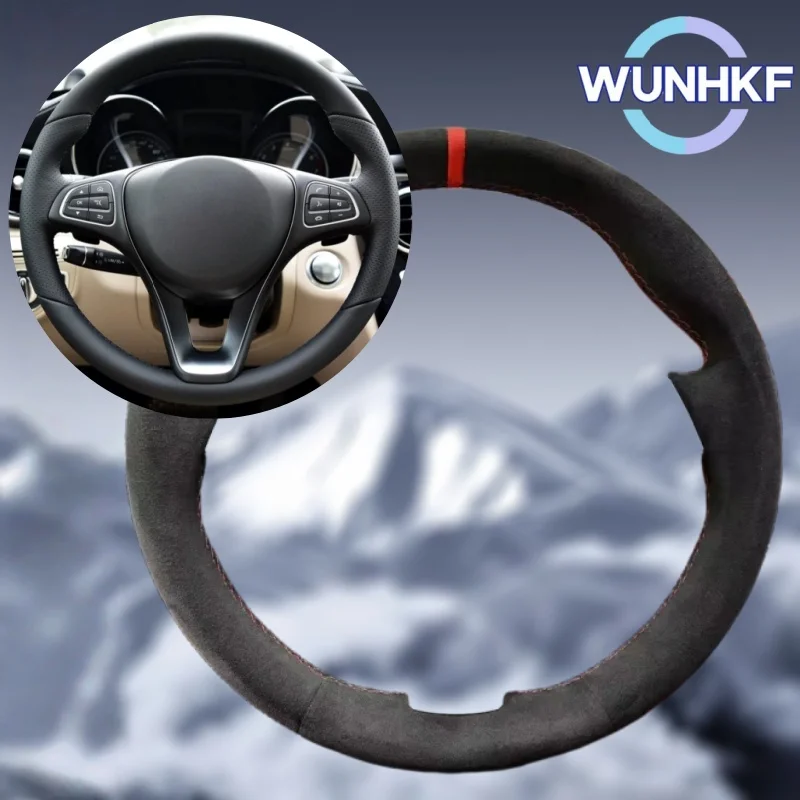 

Изготовленный на заказ чехол на руль автомобиля «сделай сам» для Mercedes Benz C180 C200 B200 C260 C300, замшевая накидка на руль, аксессуары для салона автомобиля