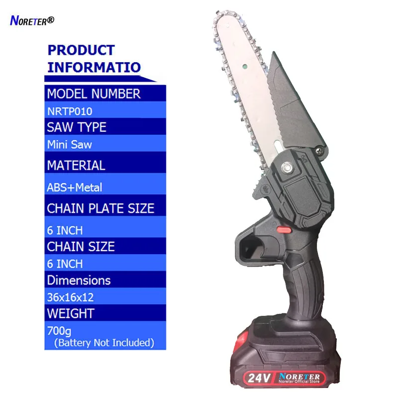 

6 Inch Handheld Electric Saw with Indicator 1 Pcs Li-ion Battery Portable Mini Chainsaw Lumbering Garden Cutting Power Tools