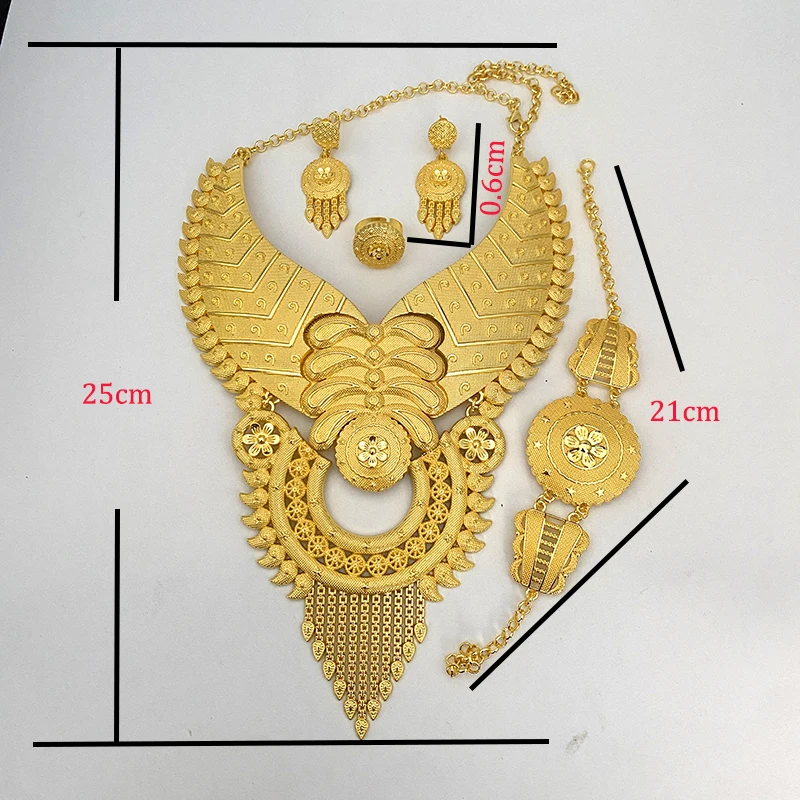 Bohemia Dubai Women's Jewelry Set Wedding African Gold Plated Big Necklace Sets Ethiopian Bridal Indian Hawaiian Jewellery