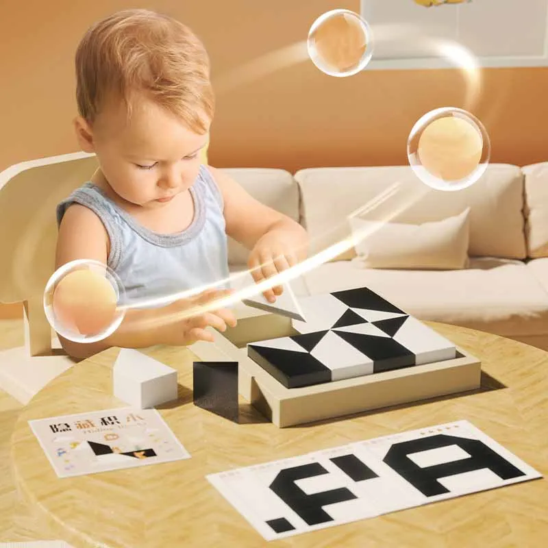 Kids Puzzle Hidden Black And White Blocks Jigsaw Puzzle Logic Thinking Early Education Enlightenment Plastic Desktop Game Toys