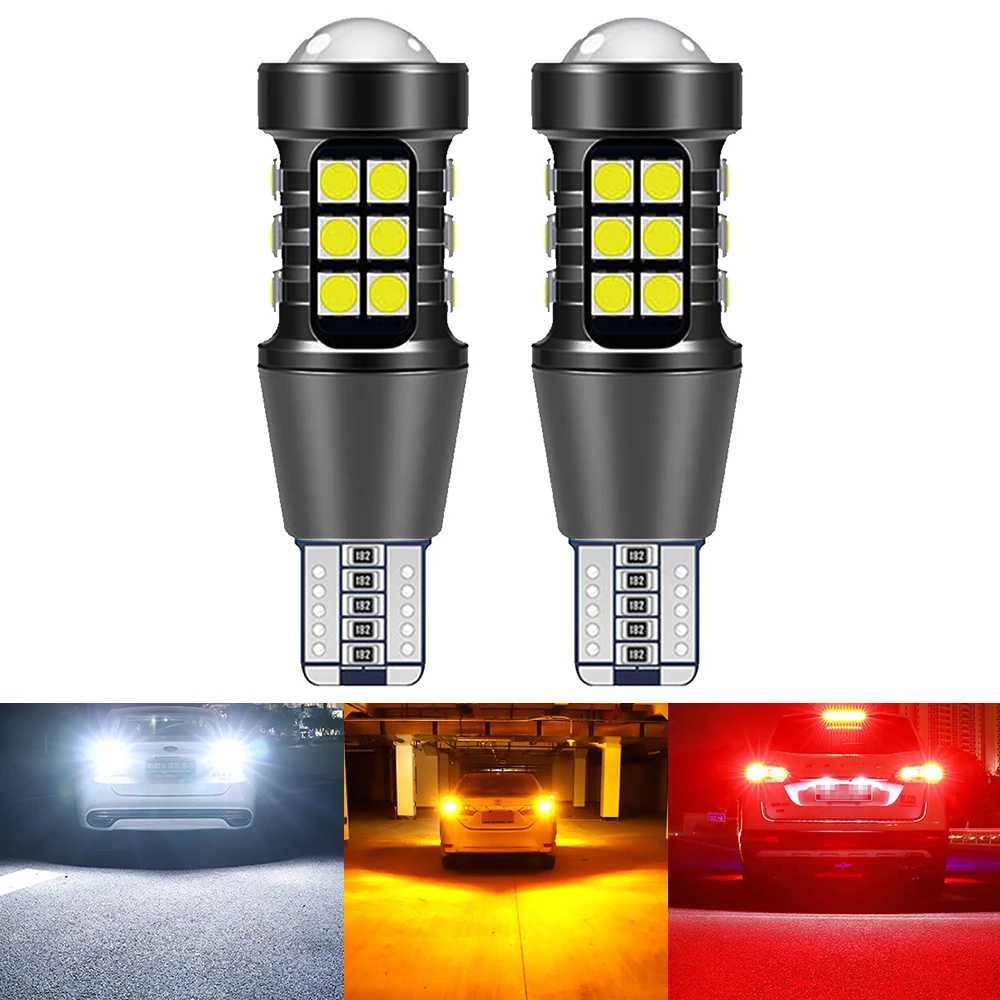 

2PCS T15 Signal Lamp W16W LED 921 912 Bulb 12V Super Bright 3030 27SMD Tail Lamp Led Canbus Auto Backup Reserve Lights White 12V