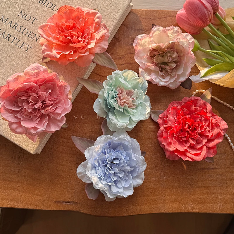 Vibe Check Peony Flower Hair Clip for Women - 2024 Elegant Floral Side Clip for Vacation Style.