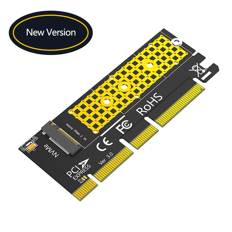 Expansão Card Riser Converter com LED, M.2 NVME, Chave M para PCI Express X4, X8, X16 Adaptador, Suporta 2230, 2242, 2260, 2280, M2 NVME SSD