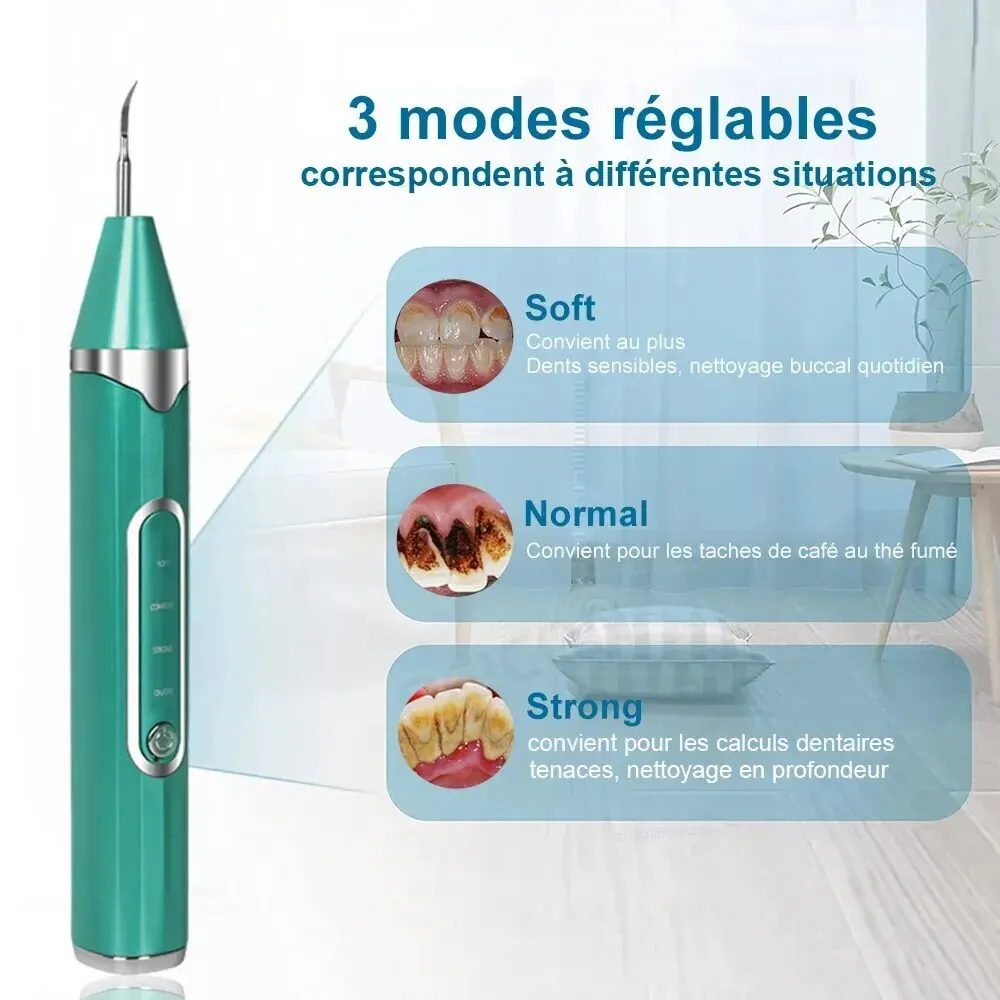 Détartreur dentaire à ultrasons électrique, nettoyeur de dents, élimination des pierres dentaires, dissolvant de plaque sonique pour les taches de dents, le tartre