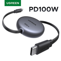 UGREEN Retractable 100W USB C Cable For MacBook iPad Fast Charger Cable For iPhone 15 16 Plus Pro Max Type C For Xiaomi Samsung