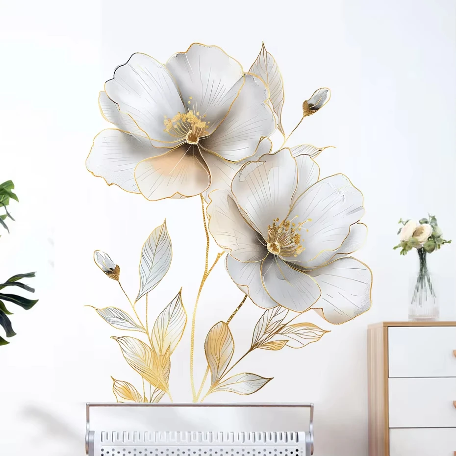Schöner Blumen-Wandaufkleber für Wohnzimmer-Hintergrunddekoration, Schlafzimmer-Aufkleber, zur Verschönerung des Hauses, Dekorati B35