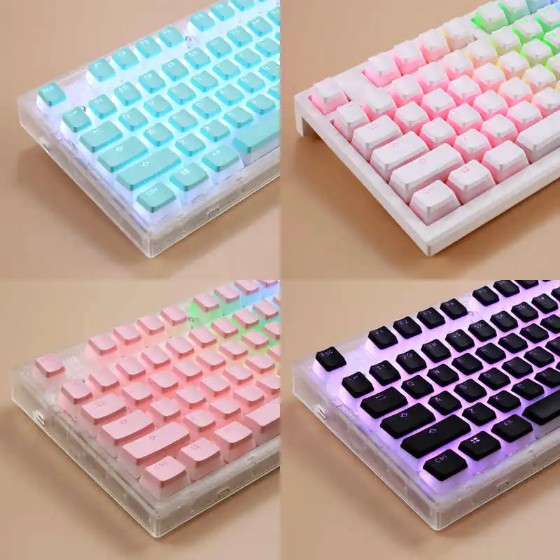 117 Keys Transparent Pudding Keycaps Set OEM Profile Two-color molding Keycaps MX Switches For Mechanical Keyboard Gifts