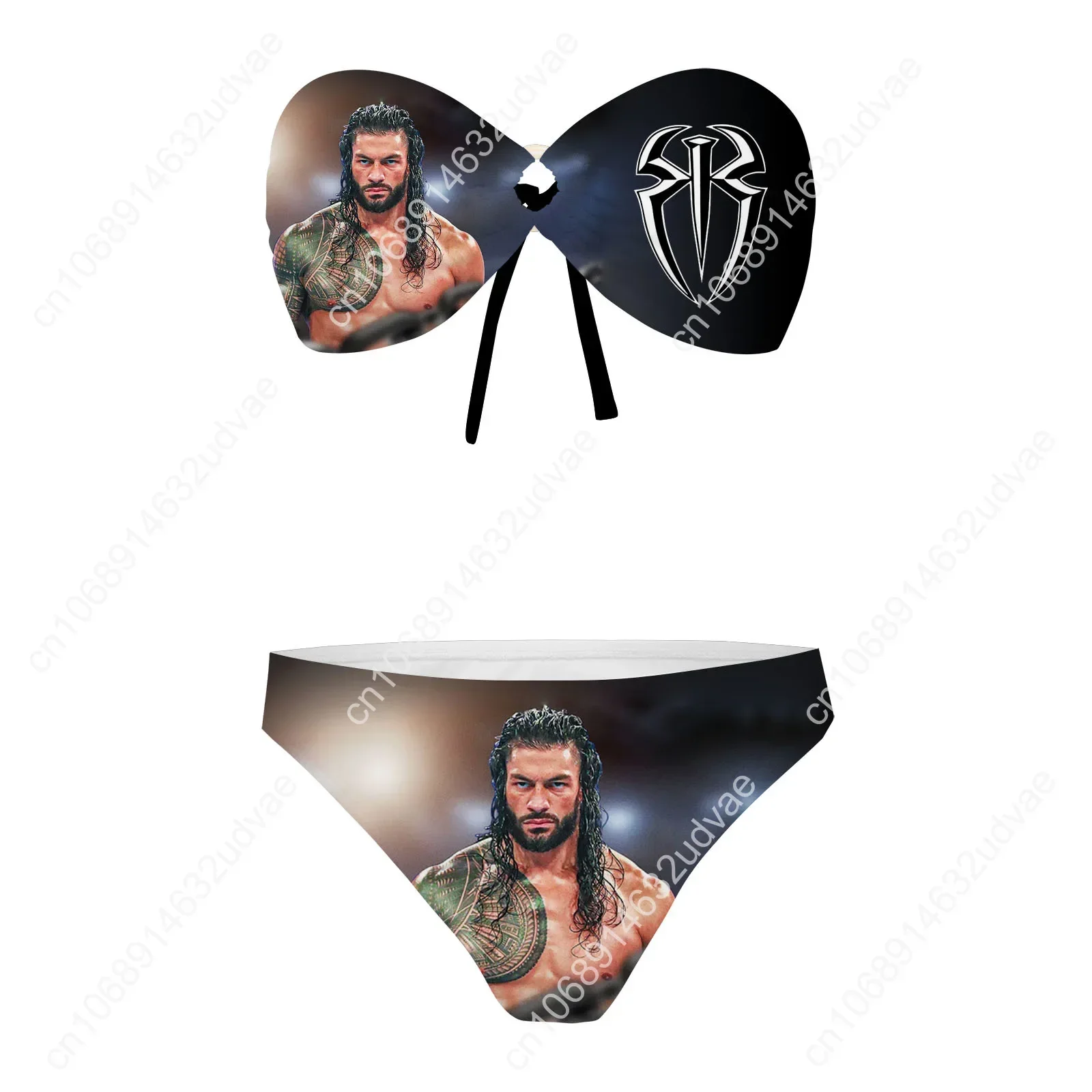 CAVETOWN Strapless Swimsuit Womens Bathing Suits Personalized Fashion Swimwear Pool Party Sexy Bikini Customize Beachwear