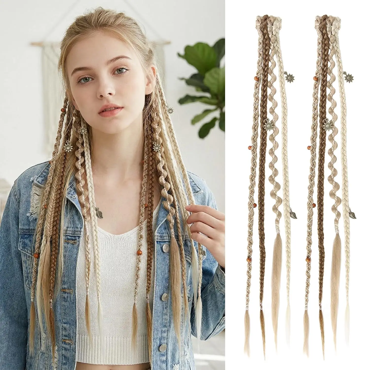 Bohemian Style Small Fried Dough Twists Braid Hairpiece Female Wig Braid BB Clip Style Hot Girl Boxing Braid