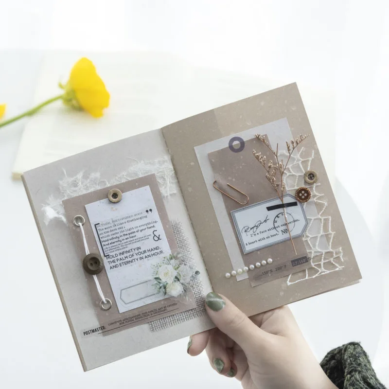 

10sets/lot Memo Pads Material Paper Paper Flower House Junk Journal Scrapbooking paper Background Decoration stationery