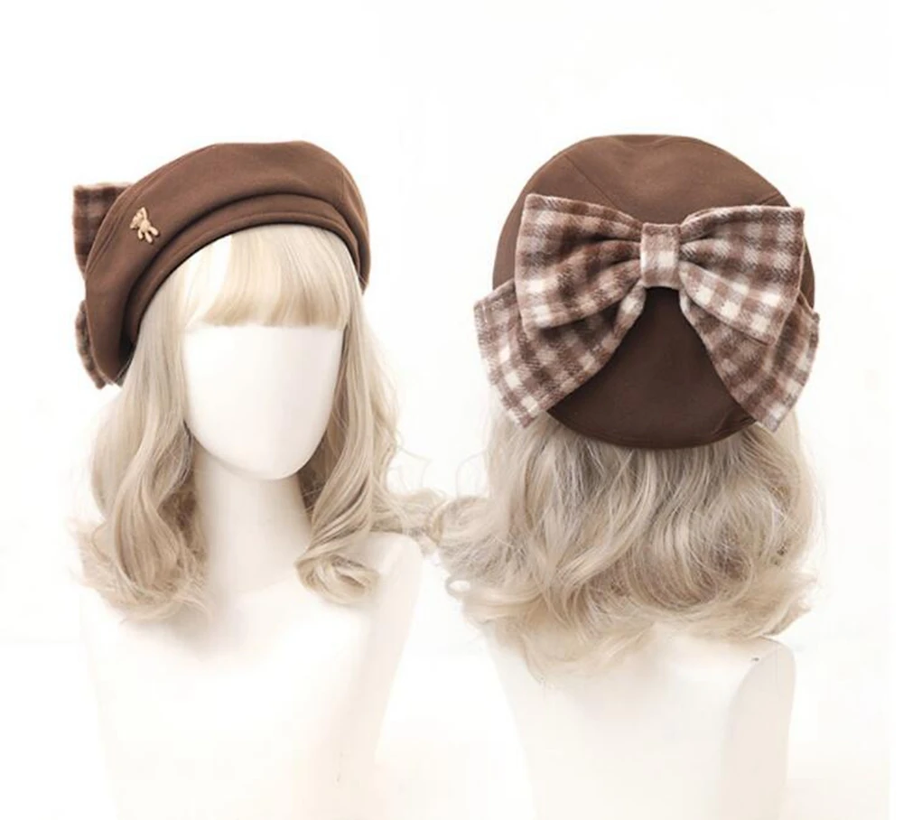 Big Bow Cute Beret Cap Women Girl Autumn Winter Spring Fashion Casual Beanie Hats