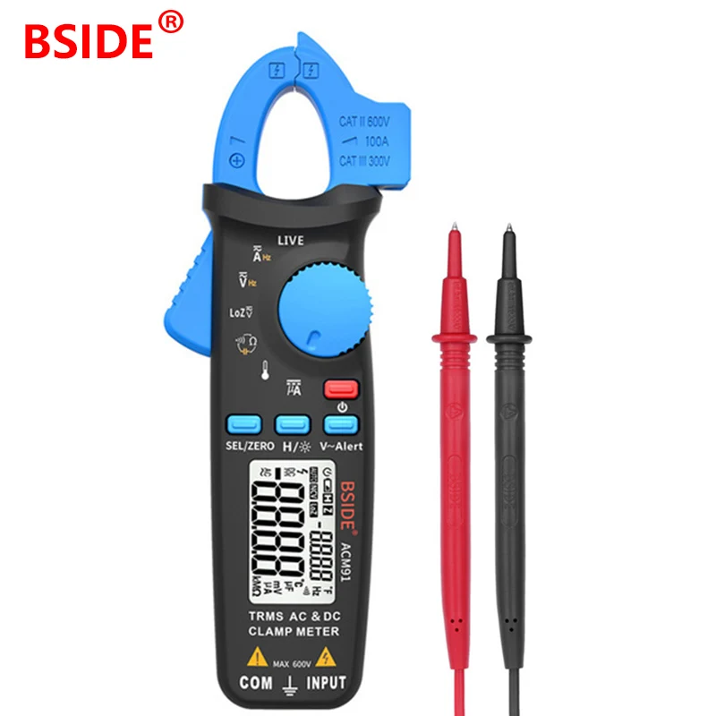 BSIDE Digital Clamp Meter Auto Range Ammeter True RMS Current Voltage Tester Multimeter Capacitor Resistance Frequency Meter NCV