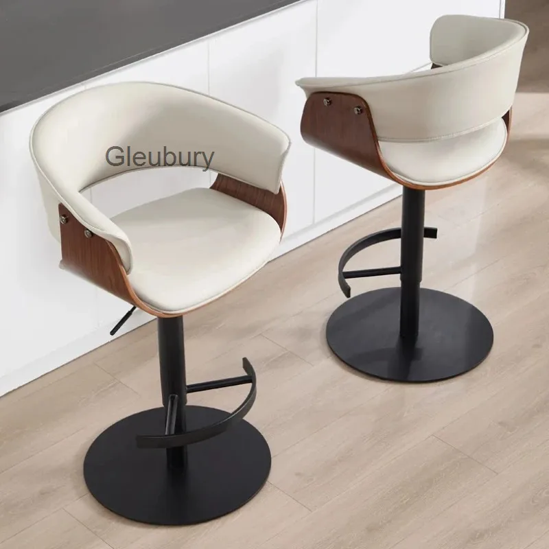 Sense Light Luxury High-end Simple Backrest High Stool Bar Chair Front Island Rotating Lift Home High Kitchen Stools Furniture