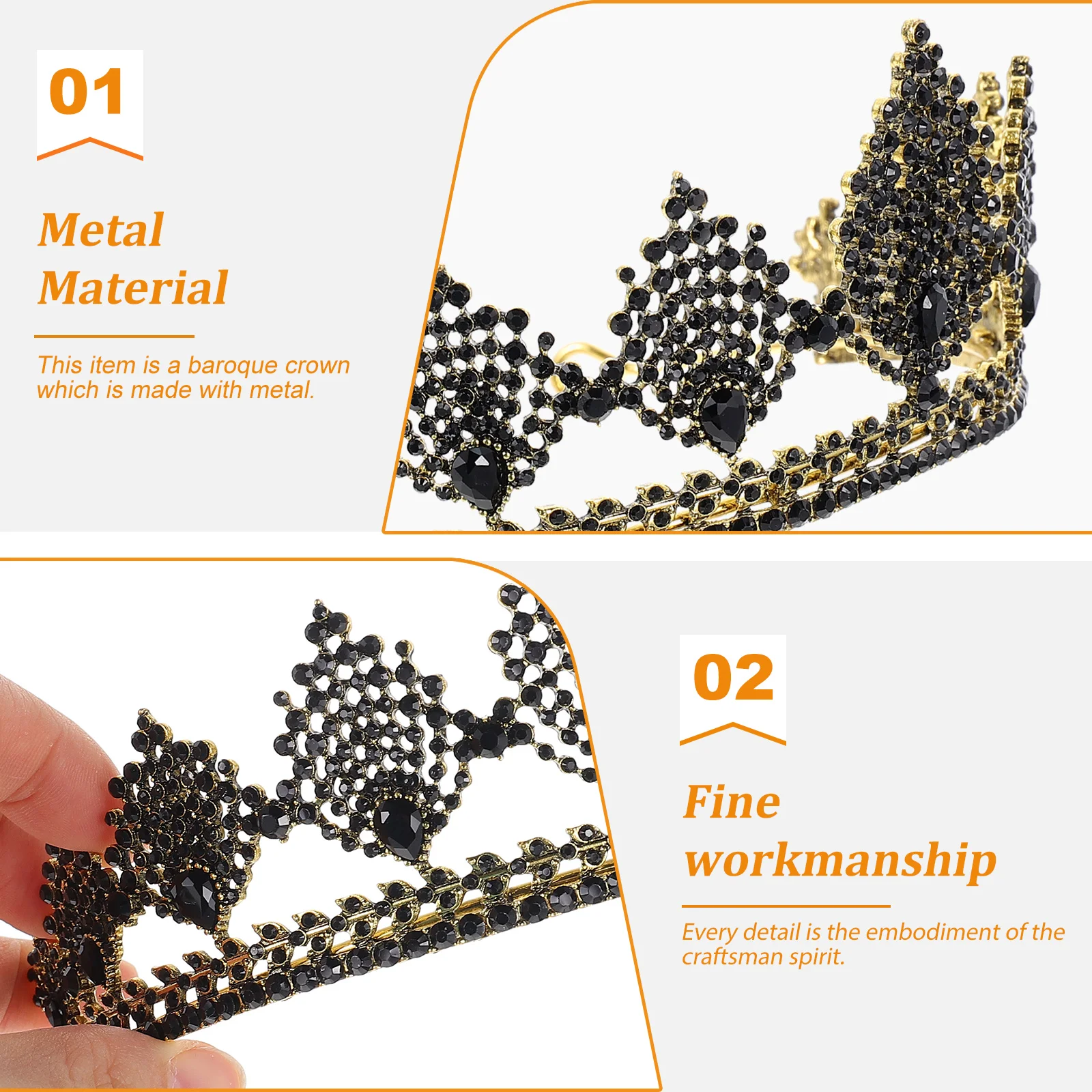 

Vintage Crown Bridal Headpiece Rhinestone Hair Accessories Elegant Tiara Wedding Party Decorations Bride Headdress
