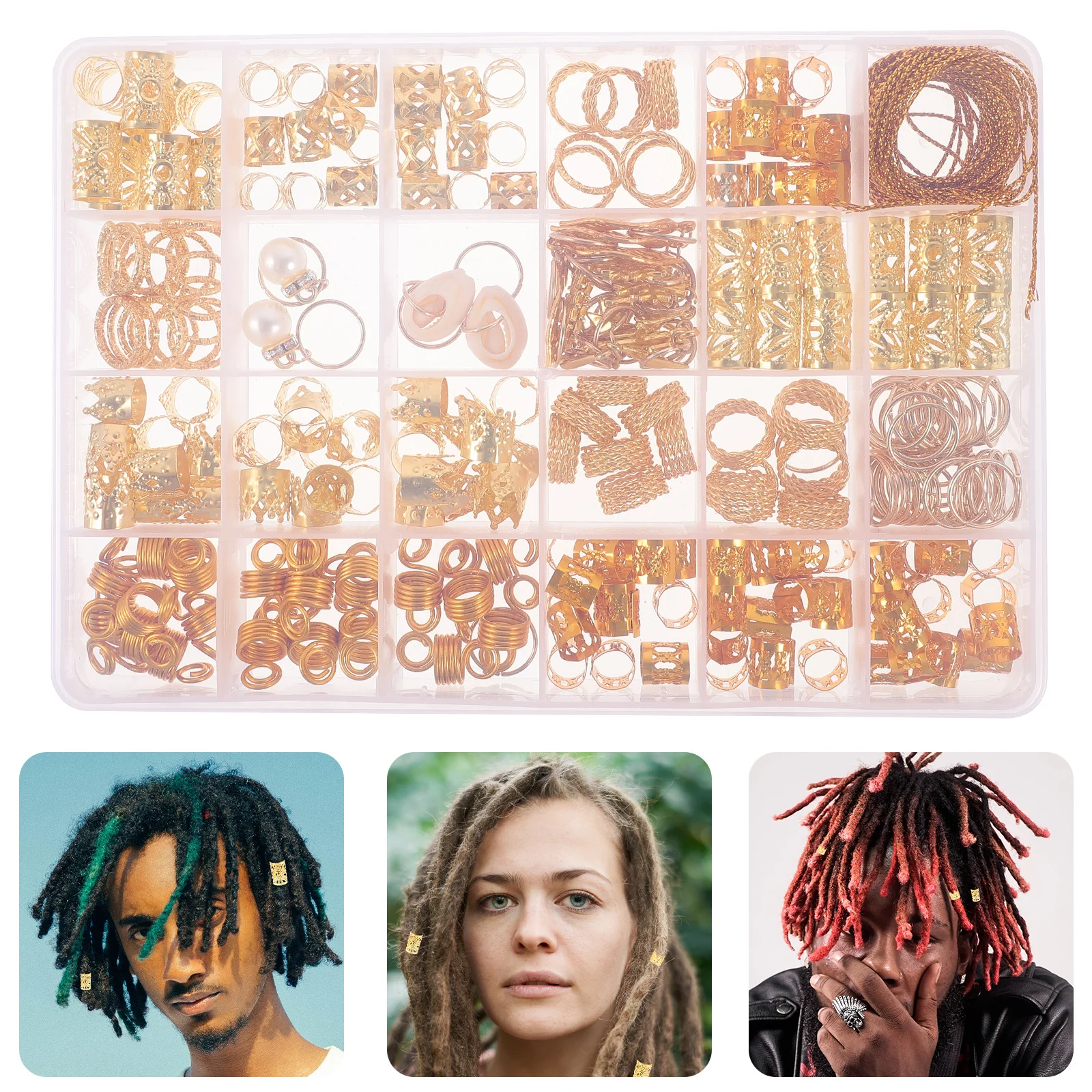 

257Pcs Crown Hair Rings for Braids Hollow Out Braid Cuffs Jewelry Beads Women Dreadlock Accessories Stylish Lightweight Hair