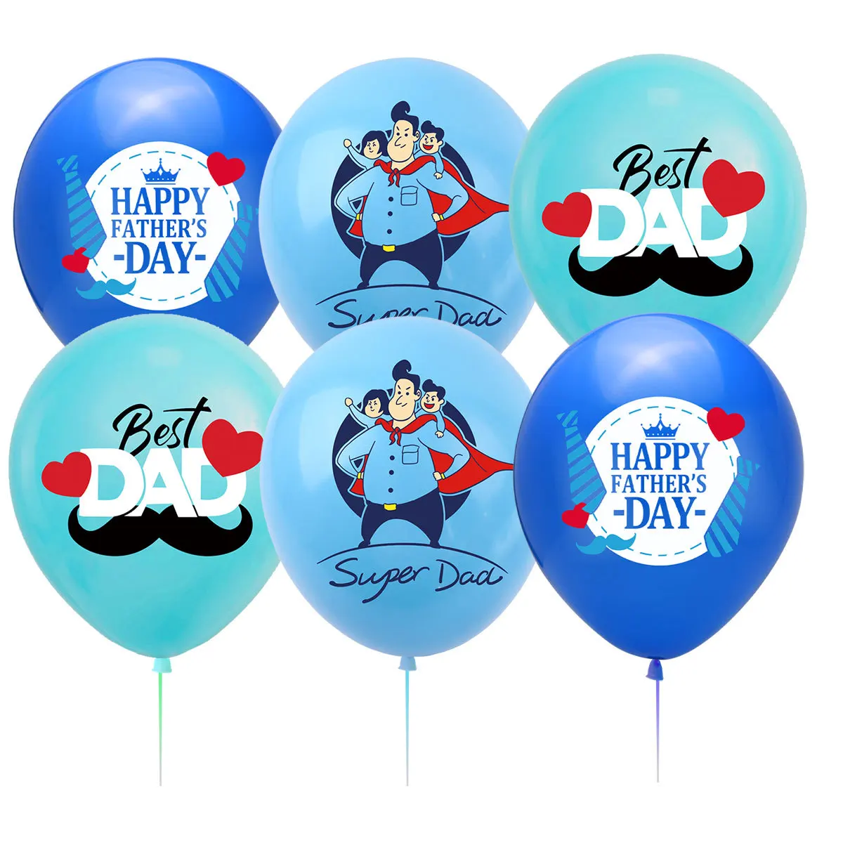 Latex Balloons for Father's Day Theme Party, Best Dad, Super Dad, 12in