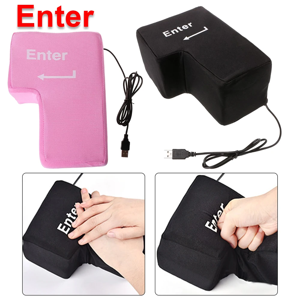 Anti-Stress Computer Huge Enter Key Big USB Keyboard Vent Button Pillow Desktop Stress Reliever Cushion USB Big Enter Key