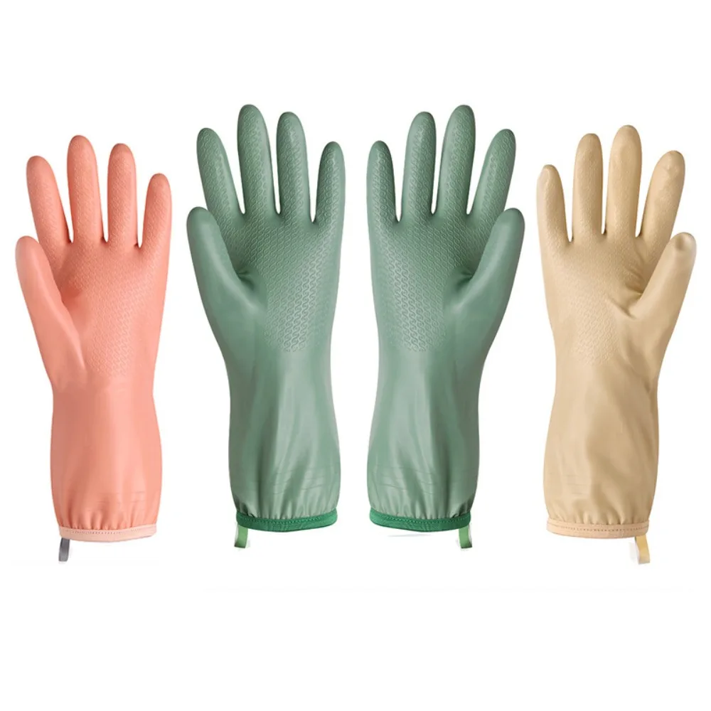 2Pairs Cleaning Tool Reusable Dishwashing Gloves Thickened Latex Latex Gloves Hanging Oil Resistant Cleaning Gloves Home