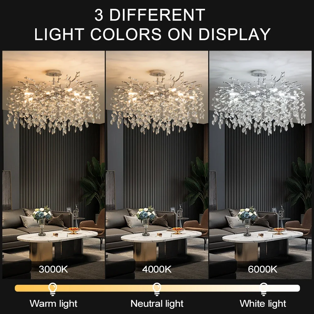 جولة كروم K9 كريستال ثريا تركب بالسقف لغرفة النوم المعيشة غرفة الطعام طاولة المطبخ الحديثة كريستال فرع قلادة الثريا