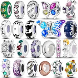 Charms Spacer Beads Silver Plated Fit Pandora Bracelet Diy Wheel Stopper Beads With Silicon For DIY Jewelry Making