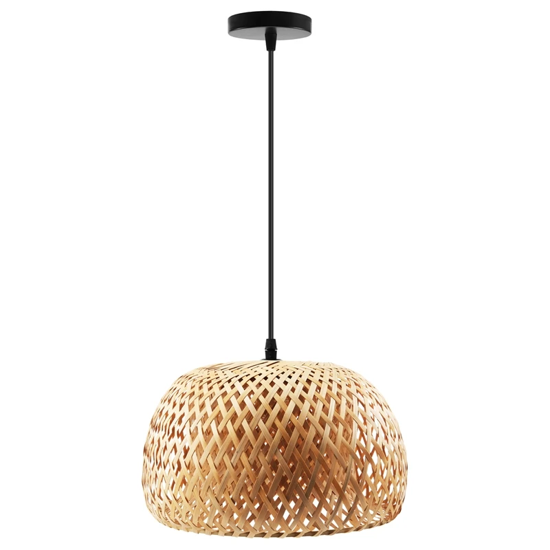 Lighting Rattan Lamp Handmade Bamboo Chandelier Retro Cafe Bar Lounge for Garden Restaurant Bedroom with Light Source