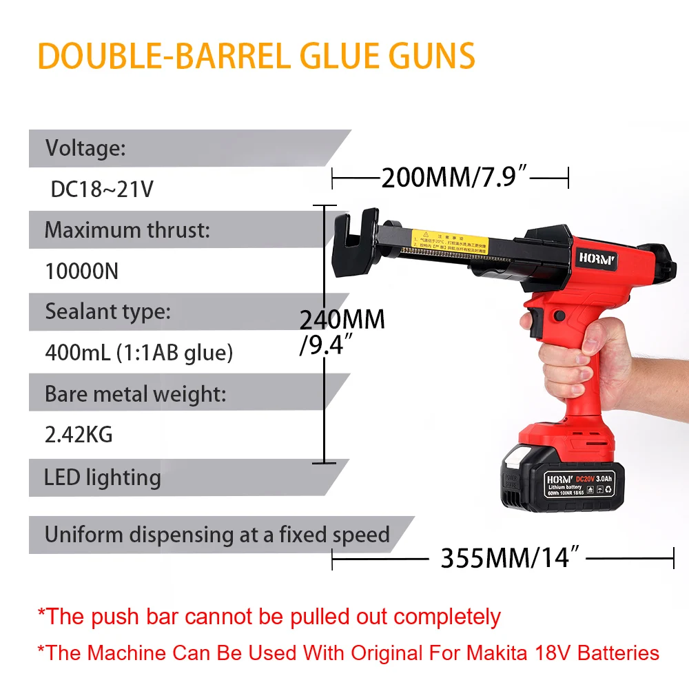 21V Electric Beauty Sewing Glue Gun Professional DIY Double-tube Sewing Agent Seams Glue Beauty Seam Crafts Repair Tools