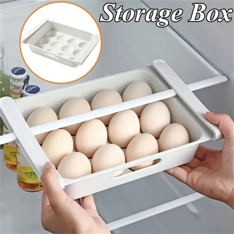 1pcs Refrigerator Egg Fruit Storage Box Drawer Type Food Crisper Hanging Kitchen Fridge Organization Shelf Kitchen Accessories