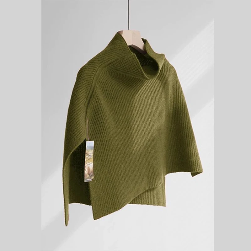 

French Maillard stacked knitted big scarf women's autumn and winter turtleneck pullover loose outer shawl sweater tide