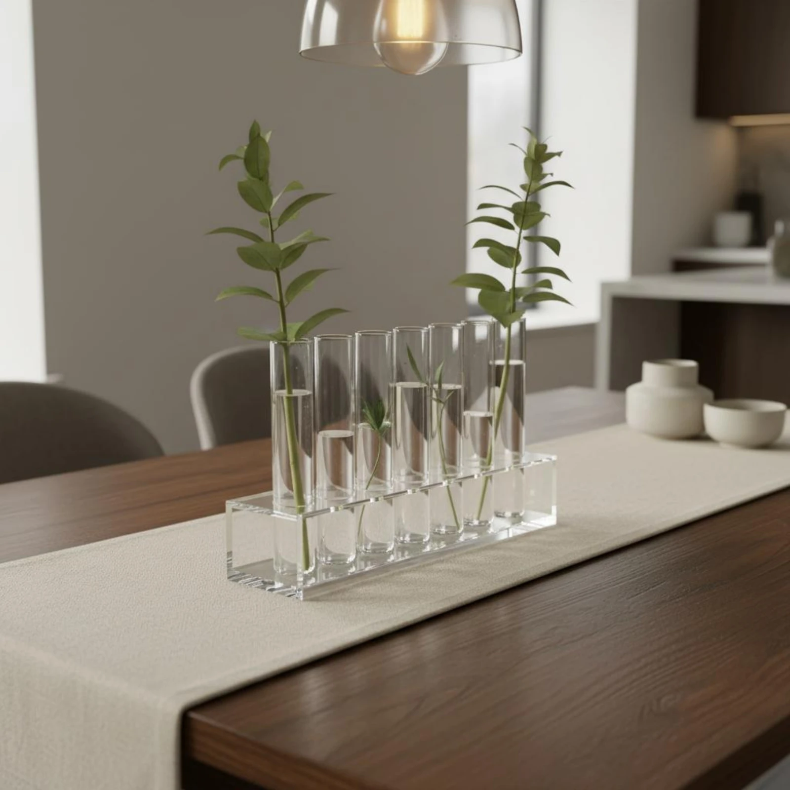 6 Pieces Test Tube Vase Set Bright Luxury Glass Tube Flower Holder Single Stalk Flower Vase Elegant Design for Desktop