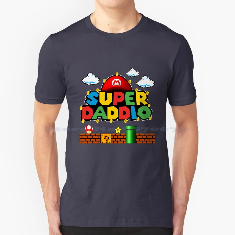 New Super Daddio Fathers Day T Shirt 100% Cotton Tee Super Daddio Dadio Best Pappa Super Mommio Marrio Gamer Video Game Fathers