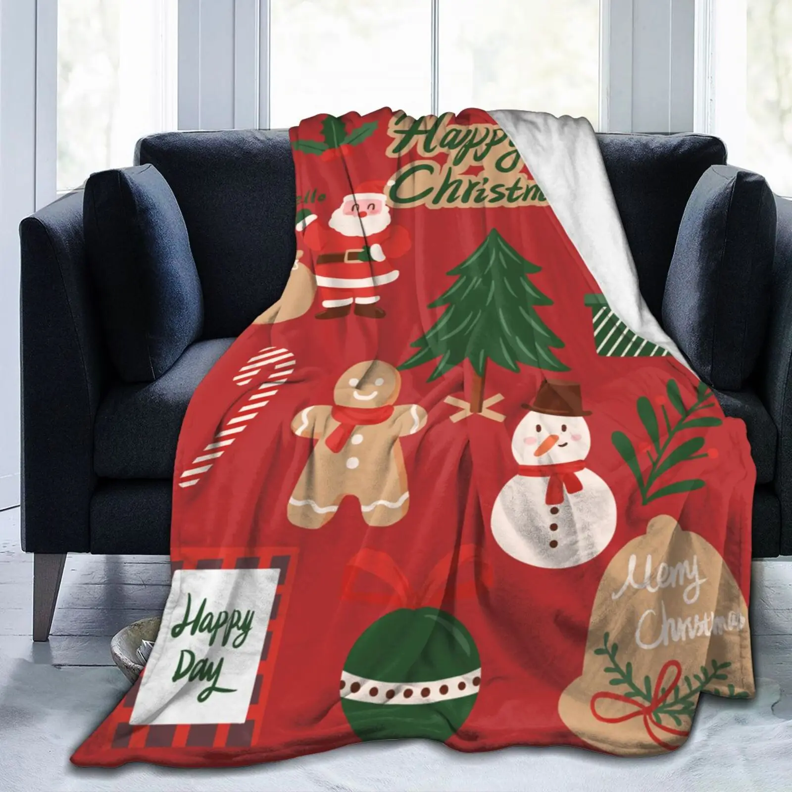 Snowman Red Christmas Throw Blanket Ultra-Soft Lightweight Flannel Cozy Blanket Gifts Ideas for Bed Couch Sofa