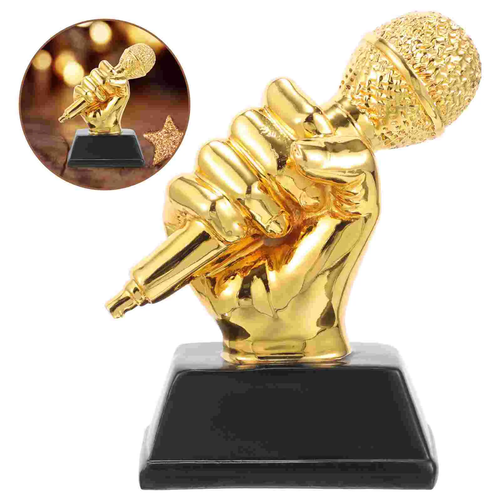 Trophy Microphone Award Singing Party Music Favors Awards Decor Trophies Gold Home Speech Accessory Children Karaoke Small Dance