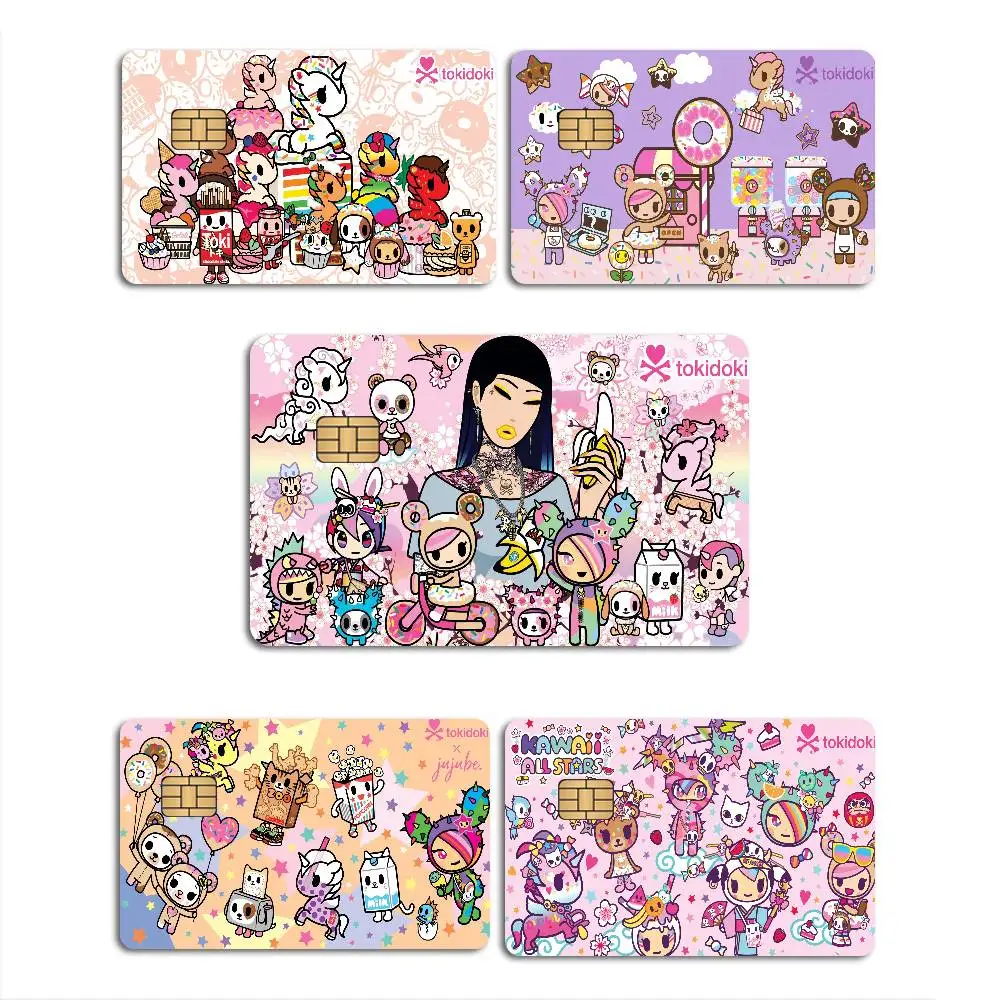 Japan Anime Tokidoki Cartoon Credit Card Skin Stickers For Bank Card Bus Metro Card Sticker Waterproof Women Gift
