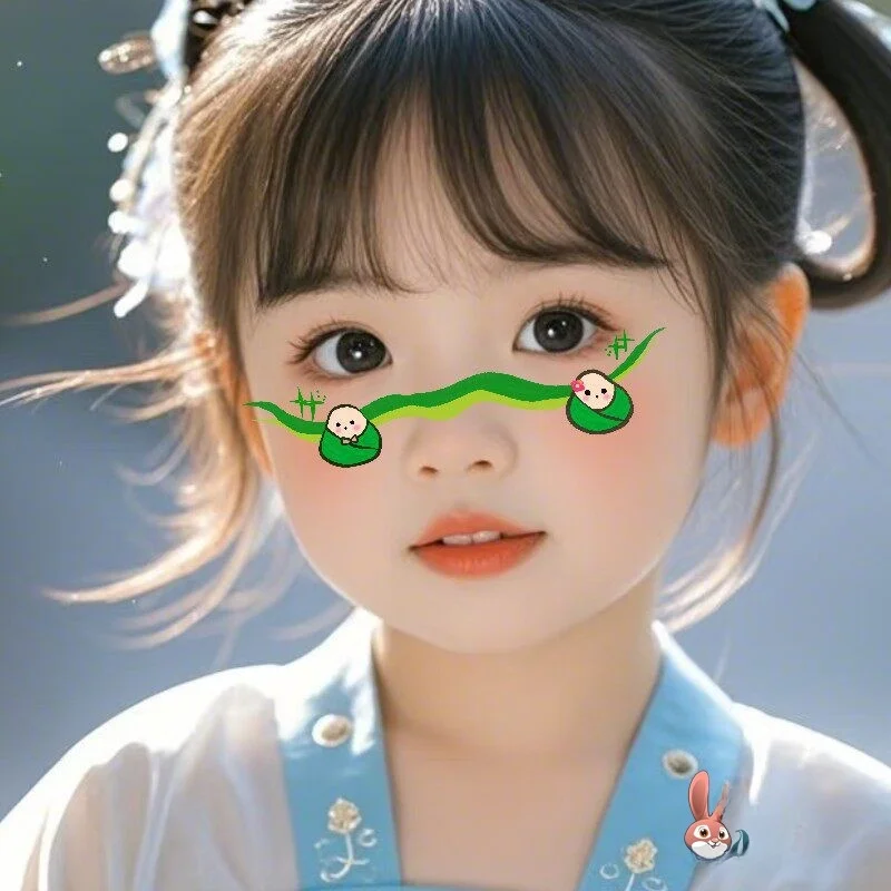 Decorative Stickers Dragon Boat Festival Tattoo Eyebrow Drawing Creative Face Park Atmosphere Performance Zongzi Pattern