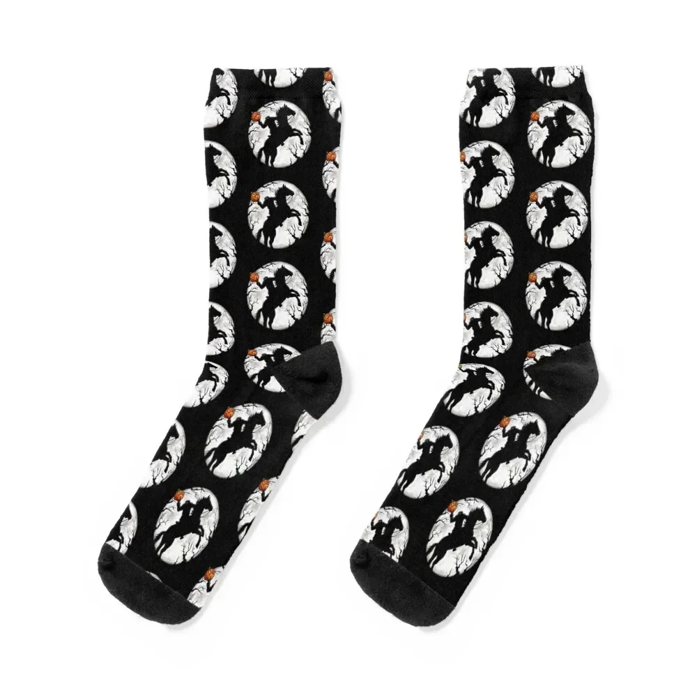 Halloween Headless Horseman Legend of Sleepy Hollow Spooky Pumpkin Socks Crossfit New year's golf Woman Socks Men's