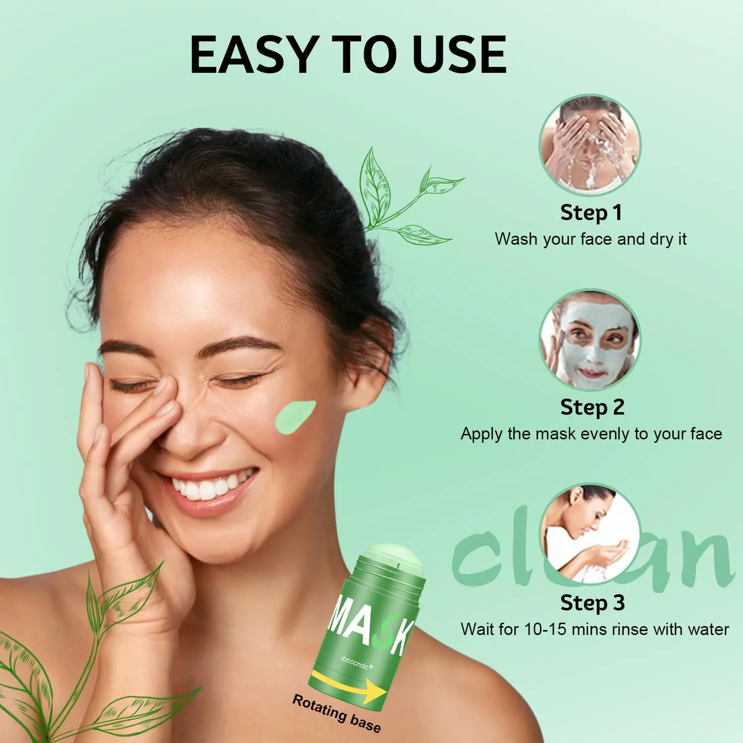 

Green Tea Mud Mask Enriched Green Tea Cleansing Stick Deep Cleansing Mask Green Natural Face Mask For All Skin Types Travel