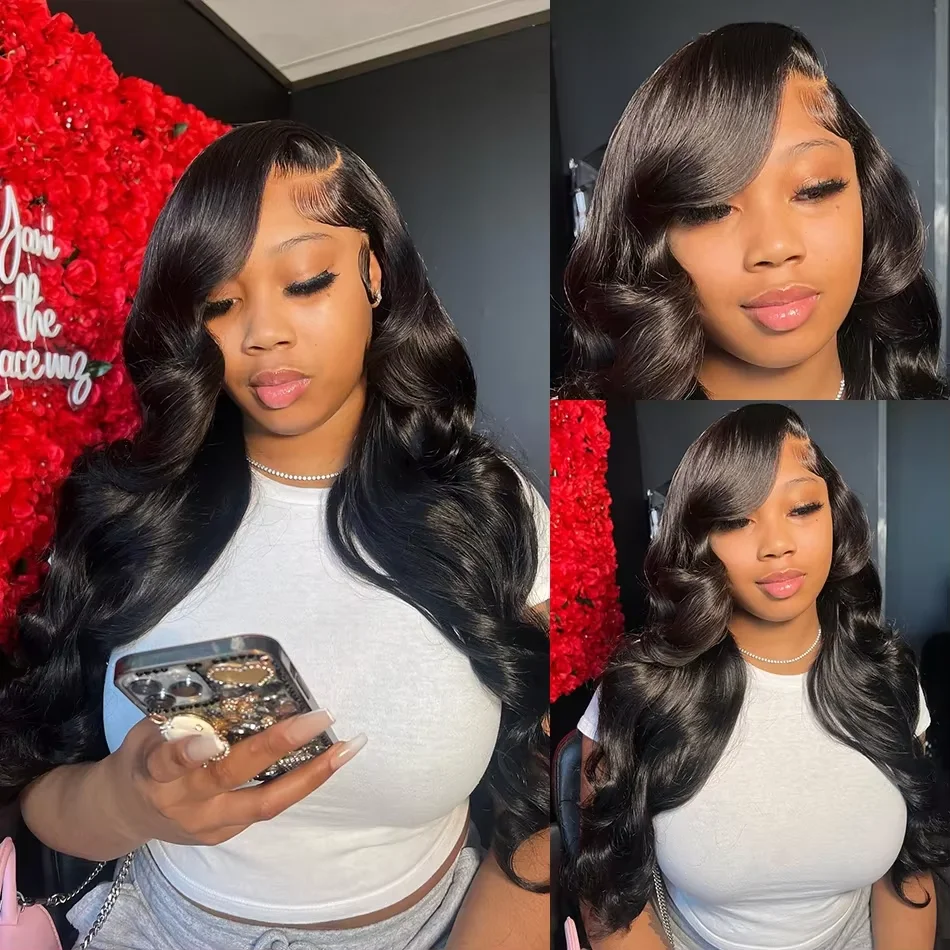 30 40 Inch Body Wave Human Hair Wigs Brazilian 13x6 Hd Transparent Lace Frontal Wig Wet And Wavy Lace Front Human Hair Wig Natural Black image 3