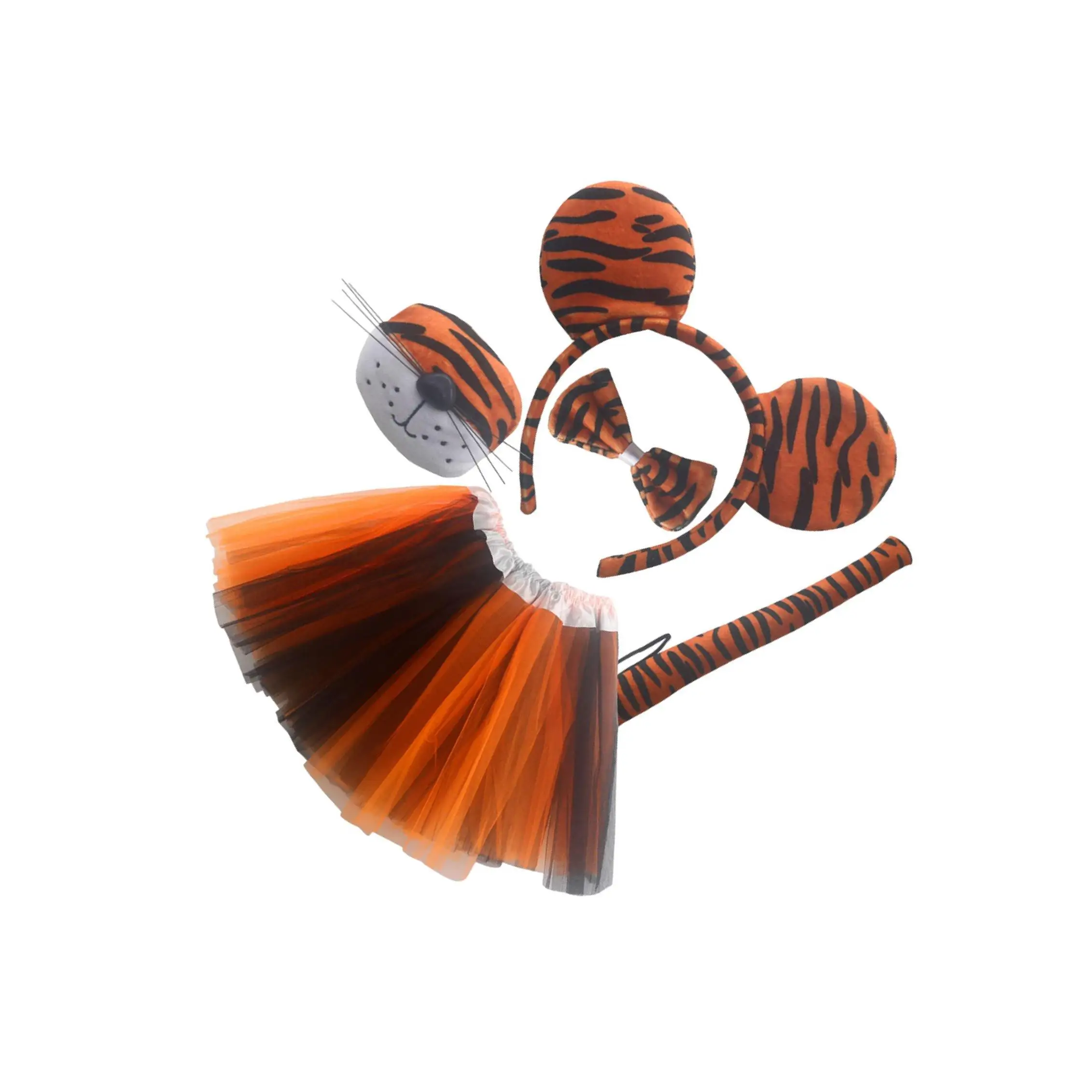 

Костюм тигра на Хэллоуин, реквизит для фотосессии для нарядных нарядных вечеринок на тему животных, круглые уши с платьем