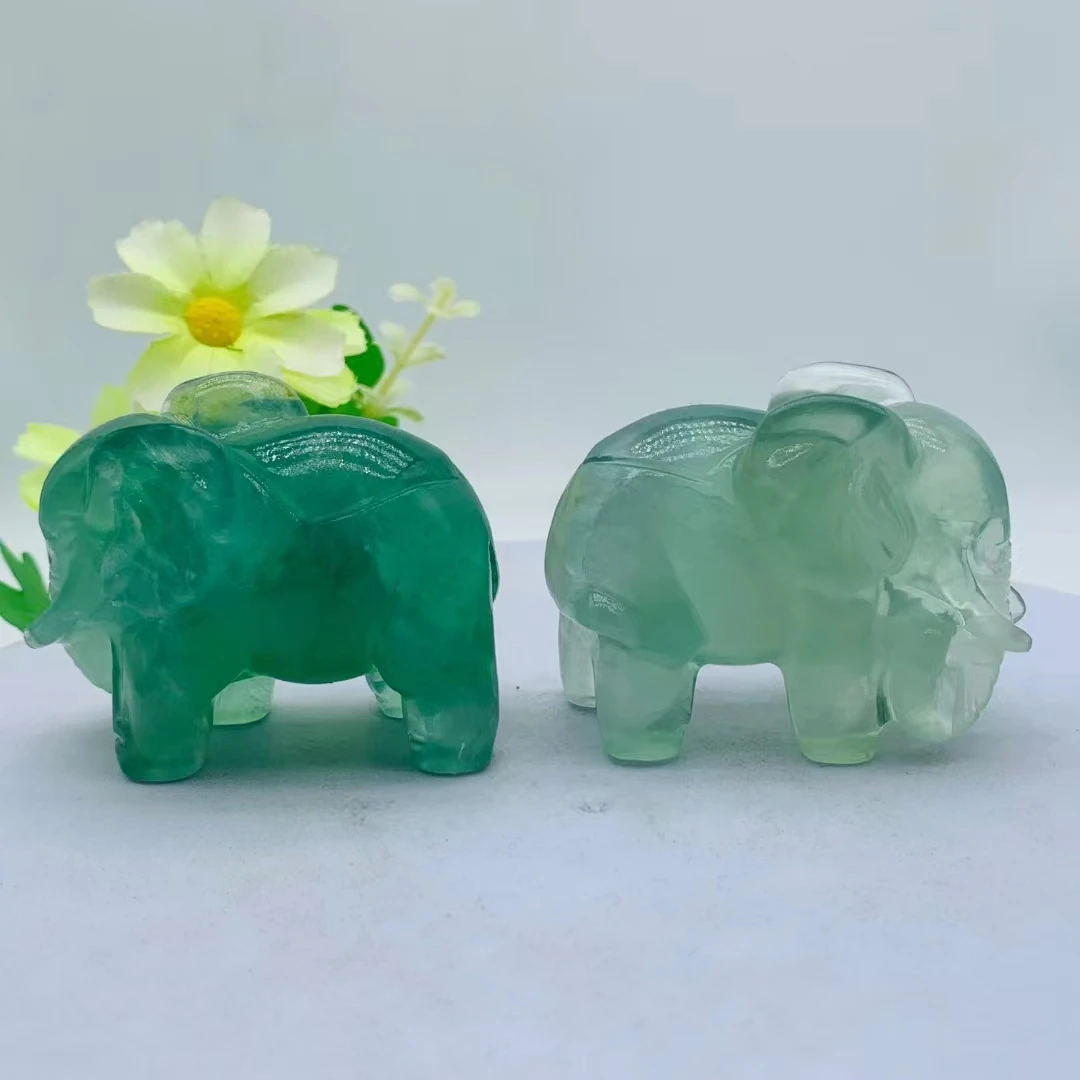 

6cm Elephant Statue Natural Gemstone Crystals Hand Carved Reiki Healing Stones Animal Figurine Crafts Home Ornament Decoration