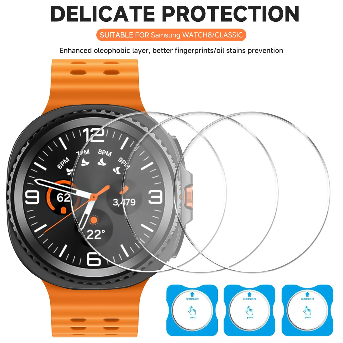 1–5 Stück gehärtete Gläser für Samsung Galaxy Watch 8 7 40 mm 44 mm/Ultra 47 mm/8 Classic 46 mm Bildschirmglasschutz einfach zu installieren