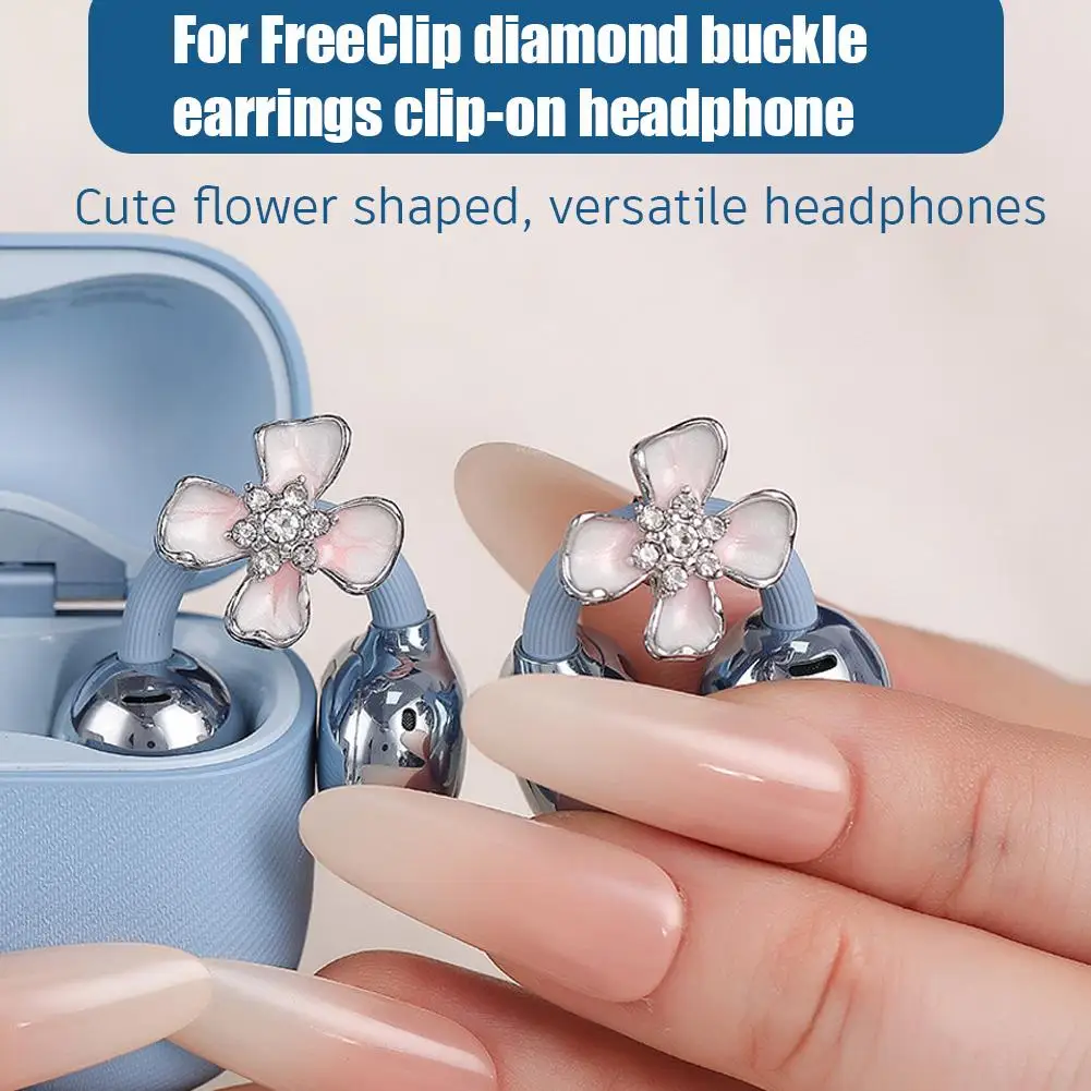 Elegant Flower Shaped Headphone Rhinestones Buckles Clip On Attachment For FreeClip 1 2 Zircons Embellishment