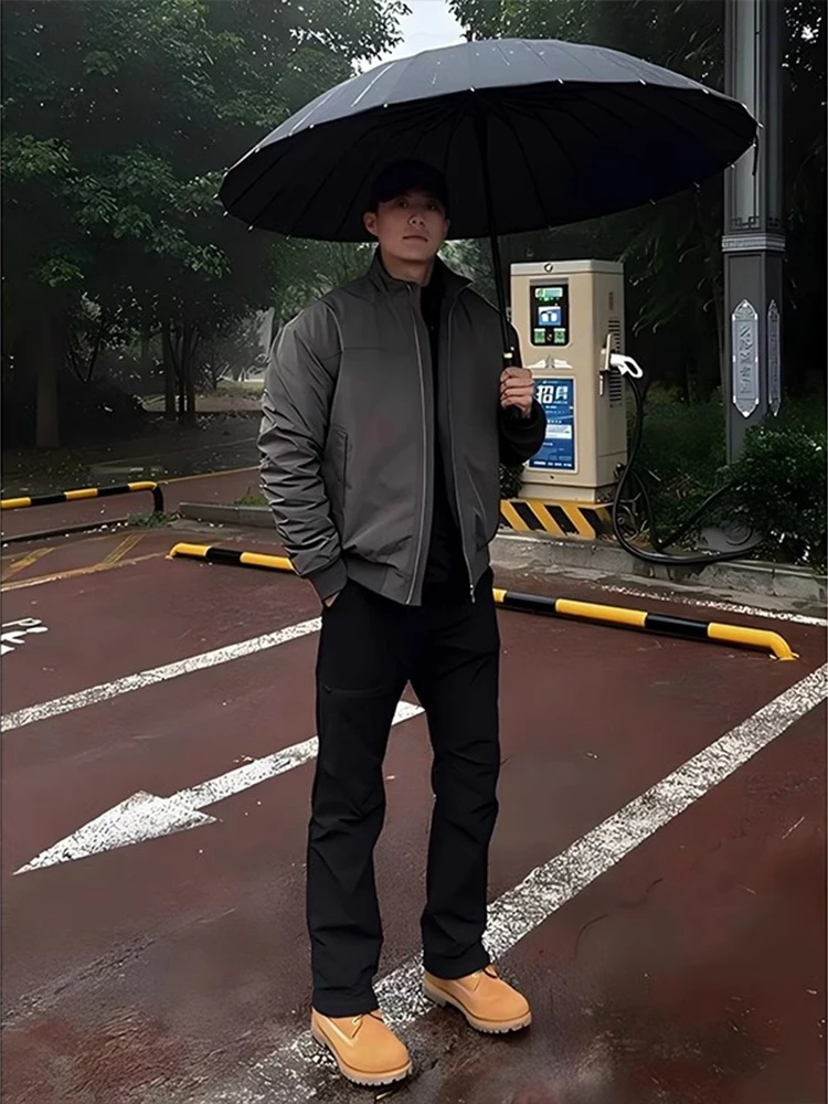 GTLA Men's Soft  Three-Proof Flight Jacket Short Style Stand Collar Baseball Coat Trendy Brand Youthful Spring Autumn