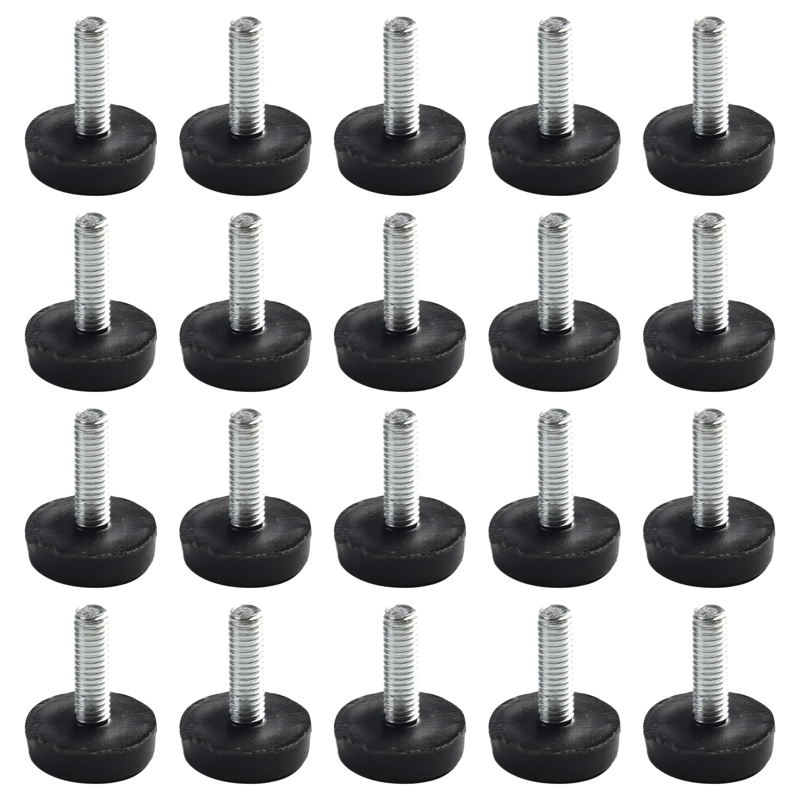 20pcs Screw On Type Leveling Feet Furniture Table Chair Glide Leveler Foot Adjustable M6 Furniture Mat Sofa Bed Floor Protector